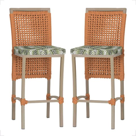 2 Banqueta em Alumínio Roma Fendi Corda Náutica Tecido 5
