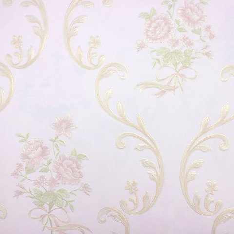 Papel de Parede Floral Adamascado Rosa Claro com Cola Inclusa