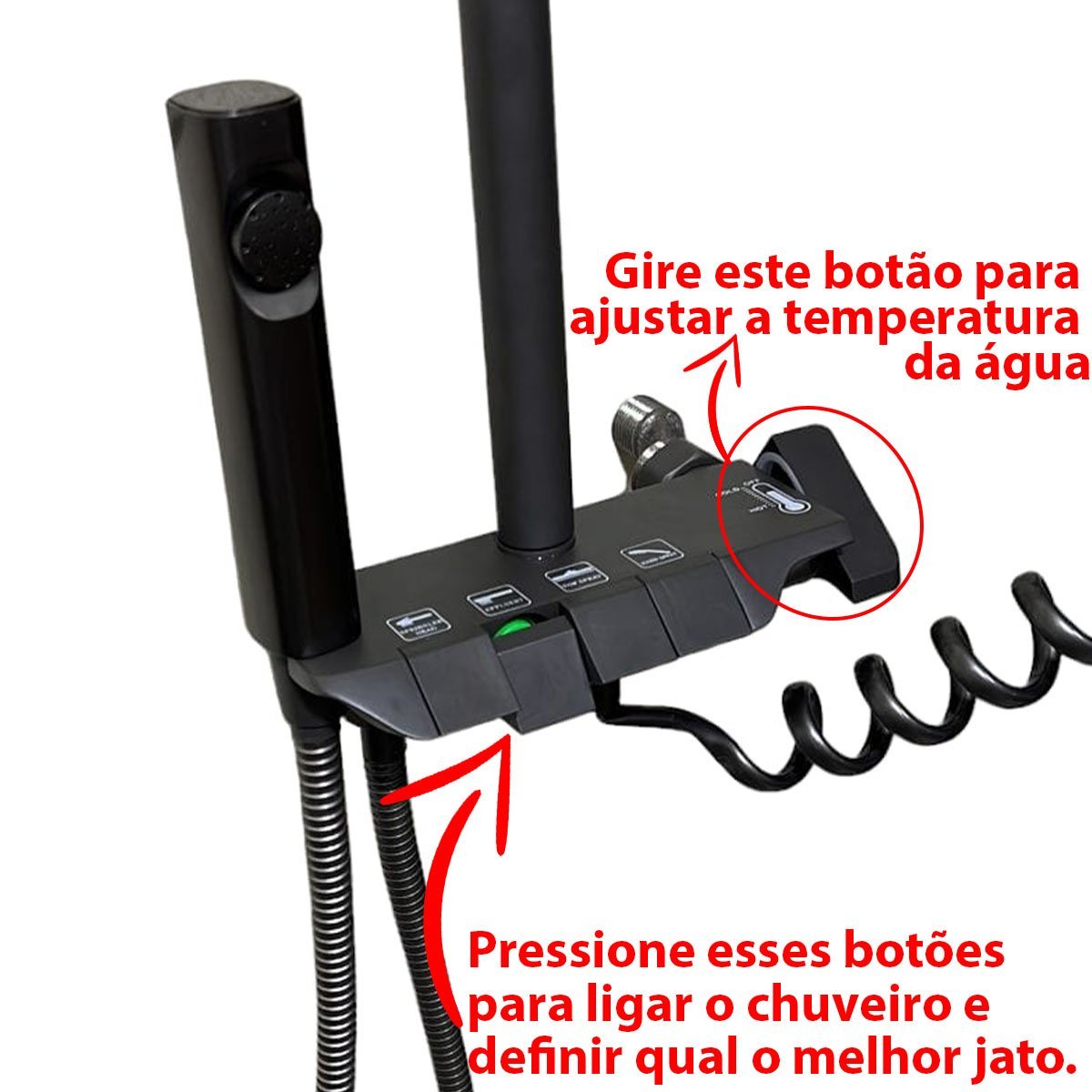 Chuveiro Luxo Ducha Chuveirinho Pressurizador Monocomando Agua Quente Fria Suporte Parede Box Banhei - 5