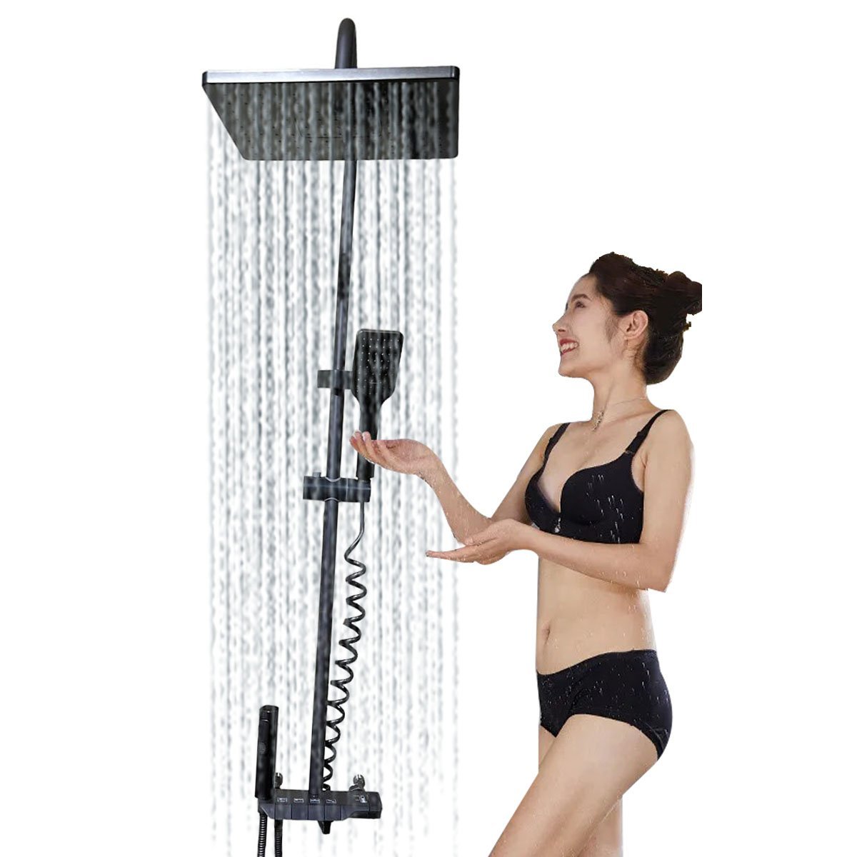 Chuveiro Luxo Ducha Chuveirinho Pressurizador Monocomando Agua Quente Fria Suporte Parede Box Banhei - 9