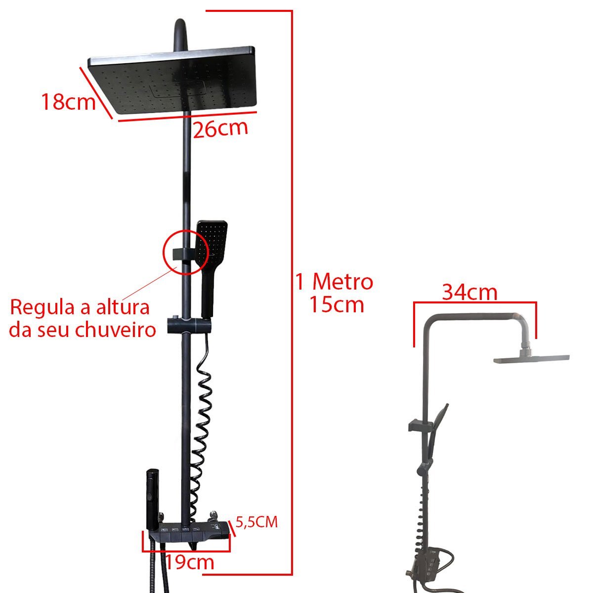 Chuveiro Luxo Ducha Chuveirinho Pressurizador Monocomando Agua Quente Fria Suporte Parede Box Banhei - 2