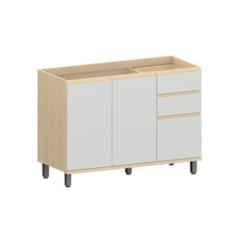 Balcão de Cozinha para Pia 100% MDF 3 Portas e 2 Gavetas sem Tampo 120cm  Aura Luciane Móveis