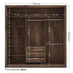 Guarda-Roupa Casal Master 3 Portas Correr com Espelho Santos Andirá - 5