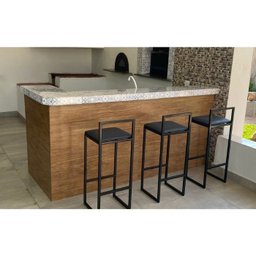 Banqueta Alta Cozinha Bar Balcão Bistrô Industrial Preta Assento Estofado   - 2