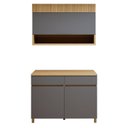Ver imagem 2 de Cozinha Completa Modulada 2 Peças 3 Portas 2 Gavetas 100% MDF Realeza Premium Cinza/Carvalho/Titânio