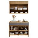 Ver imagem 4 de Cozinha Completa Modulada 2 Peças 3 Portas 2 Gavetas 100% MDF Realeza Premium Cinza/Carvalho/Titânio