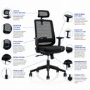 Ver imagem 7 de Conjunto 2 Peças Mesa de Escritório em L com Gavetas e Cadeira Ergonômica 190cm Netflex Branco