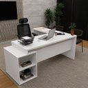 Ver imagem 5 de Conjunto 2 Peças Mesa de Escritório em L com Gavetas e Cadeira Ergonômica 190cm Netflex Branco