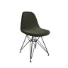 Cadeira Jantar Estofada Verde Eames Base Ferro Preto - 1