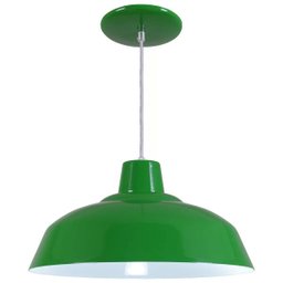 Pendente Retrô 34cm Luminária Lustre Alumínio Verde - Rei Da Iluminação - 1