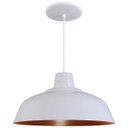 Ver imagem 1 de Pendente Retrô 34cm Luminária Lustre Alumínio Branco Brilhante com Cobre - Rei Da Iluminação