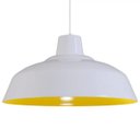 Ver imagem 3 de Pendente Retrô 34cm Luminária Lustre Alumínio Branco Brilhante com Amarelo - Rei Da Iluminação
