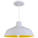 Ver imagem 1 de Pendente Retrô 34cm Luminária Lustre Alumínio Branco Brilhante com Amarelo - Rei Da Iluminação