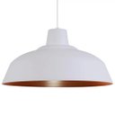 Ver imagem 3 de Pendente Retrô 34cm Luminária Lustre Alumínio Branco Textura com Cobre - Rei Da Iluminação