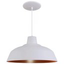 Ver imagem 1 de Pendente Retrô 34cm Luminária Lustre Alumínio Branco Textura com Cobre - Rei Da Iluminação