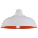 Ver imagem 3 de Pendente Retrô 34cm Luminária Lustre Alumínio Branco Textura com Laranja - Rei Da Iluminação