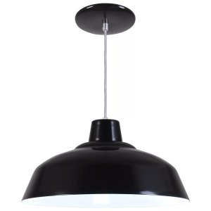 Pendente Retrô 34cm Luminária Lustre Alumínio Preto Fosco - Rei Da Iluminação