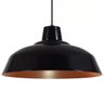 Pendente Retrô 34cm Luminária Lustre Alumínio Preto Brilhante com Cobre - Rei Da Iluminação - 3
