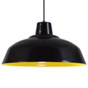 Ver imagem 3 de Pendente Retrô 34cm Luminária Lustre Alumínio Preto Fosco com Amarelo - Rei Da Iluminação