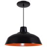 Pendente Retrô 34cm Luminária Lustre Alumínio Preto Fosco com Laranja - Rei Da Iluminação - 1