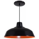 Ver imagem 1 de Pendente Retrô 34cm Luminária Lustre Alumínio Preto Fosco com Laranja - Rei Da Iluminação