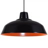 Pendente Retrô 34cm Luminária Lustre Alumínio Preto Fosco com Laranja - Rei Da Iluminação - 3