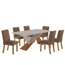 Ver imagem 2 de Conjunto de Mesa 180cm com 6 Cadeiras Kate em MDF Off White Capuccino/Naturalle