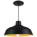 Ver imagem 1 de Pendente Retrô 34cm Luminária Lustre Alumínio Preto Textura com Amarelo - Rei Da Iluminação