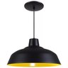 Pendente Retrô 34cm Luminária Lustre Alumínio Preto Textura com Amarelo - Rei Da Iluminação - 1