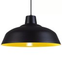 Ver imagem 3 de Pendente Retrô 34cm Luminária Lustre Alumínio Preto Textura com Amarelo - Rei Da Iluminação