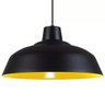 Pendente Retrô 34cm Luminária Lustre Alumínio Preto Textura com Amarelo - Rei Da Iluminação - 3