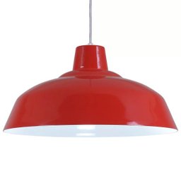 Pendente Retrô 34cm Luminária Lustre Alumínio Vermelho - Rei Da Iluminação - 3