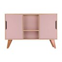 Ver imagem 1 de Aparador Buffet Murano Moderno 2 Portas MDP 115cm Carvalho e Rosa Claro Mercado Das Prateleiras