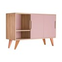 Ver imagem 3 de Aparador Buffet Murano Moderno 2 Portas MDP 115cm Carvalho e Rosa Claro Mercado Das Prateleiras