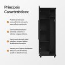 Ver imagem 3 de Armário Multiuso Caribe para Lavanderia e Serviço com Porta e Nicho Vassouras e Prateleiras - Preto