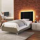 Ver imagem 1 de Cabeceira Estofada Cama Box Solteiro com Led Moderna 90 Cm:veludo Preto