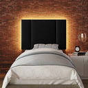 Ver imagem 5 de Cabeceira Estofada Cama Box Solteiro com Led Moderna 90 Cm:veludo Preto