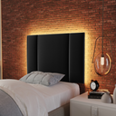 Ver imagem 2 de Cabeceira Estofada Cama Box Solteiro com Led Moderna 90 Cm:veludo Preto