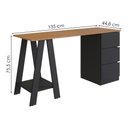 Ver imagem 4 de Mesa Escrivaninha Cavalete com Gavetas B62 135 Cm Mell Preto Novam