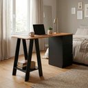 Ver imagem 6 de Mesa Escrivaninha Cavalete com Gavetas B62 135 Cm Mell Preto Novam