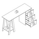 Ver imagem 3 de Mesa Escrivaninha Cavalete com Gavetas B62 135 Cm Mell Preto Novam