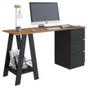 Ver imagem 2 de Mesa Escrivaninha Cavalete com Gavetas B62 135 Cm Mell Preto Novam