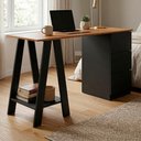 Ver imagem 5 de Mesa Escrivaninha Cavalete com Gavetas B62 135 Cm Mell Preto Novam