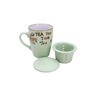 Caneca de Porcelana com Infusor e Tampa Vintage Letters 350 ml Verde Bon Gourmet - 2