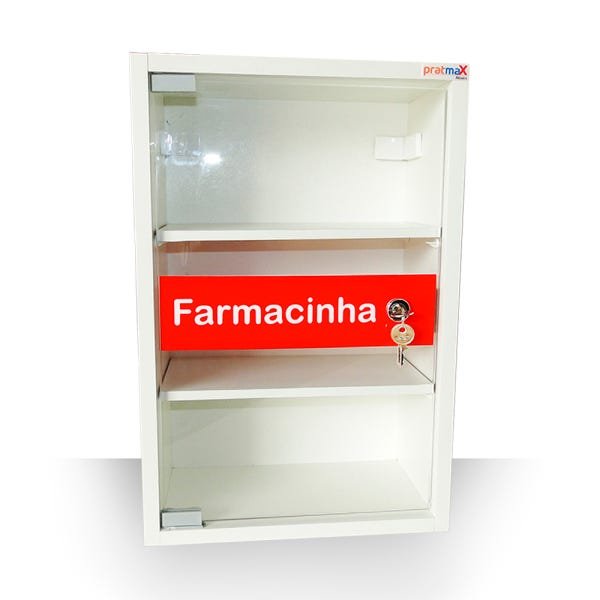 Caixa Farmacinha com Porta de Vidro e Chave 30x16x46 em Madeira MDF - 6