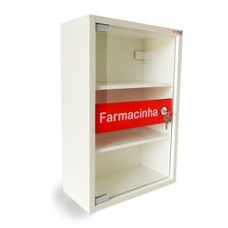 Caixa Farmacinha com Porta de Vidro e Chave 30x16x46 em Madeira MDF - 1 Caixa Farmacinha com Porta de Vidro e Chave 30x16x46 em Madeira MDF - 1