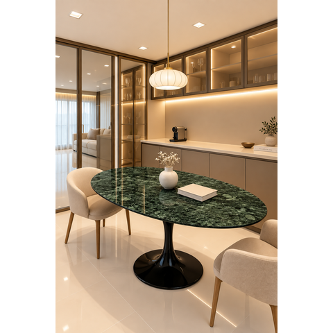 Oval Saarinen Preto - 130x80cm - Verde Guatemala