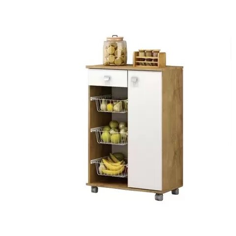 Fruteira Natasha Castanho Branco 1 Gaveta e 1 Porta