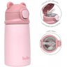Garrafa Termica Infantil com Canudo Ursinho 320ml Buba 18076 Rosa - 4