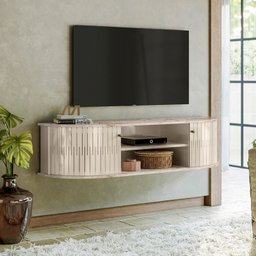 Rack Suspenso Ripado Modena para Tv até 60 Polegadas- Calacata/off White - Madetec - 2